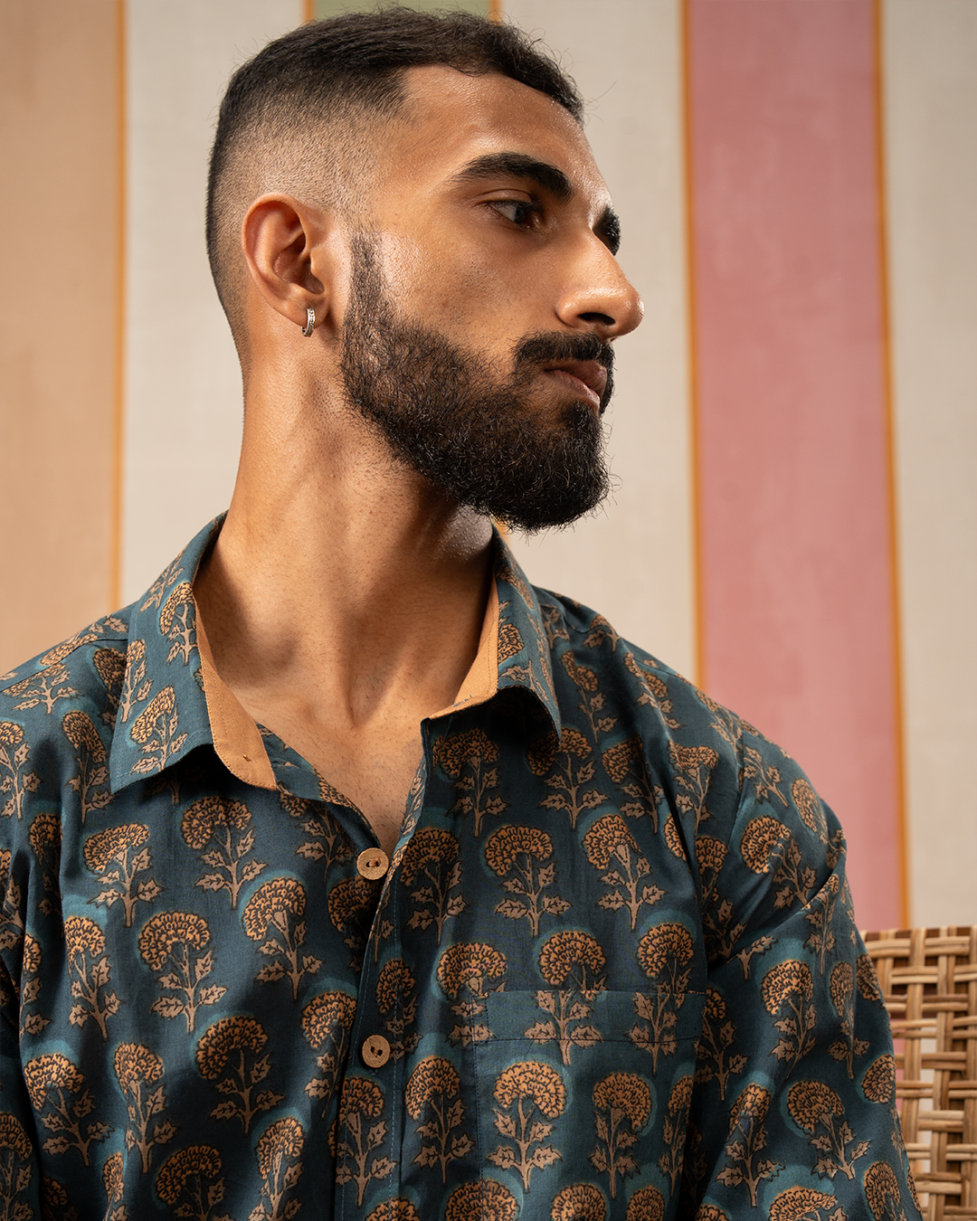 Blue Blockprint Cotton Shirt
