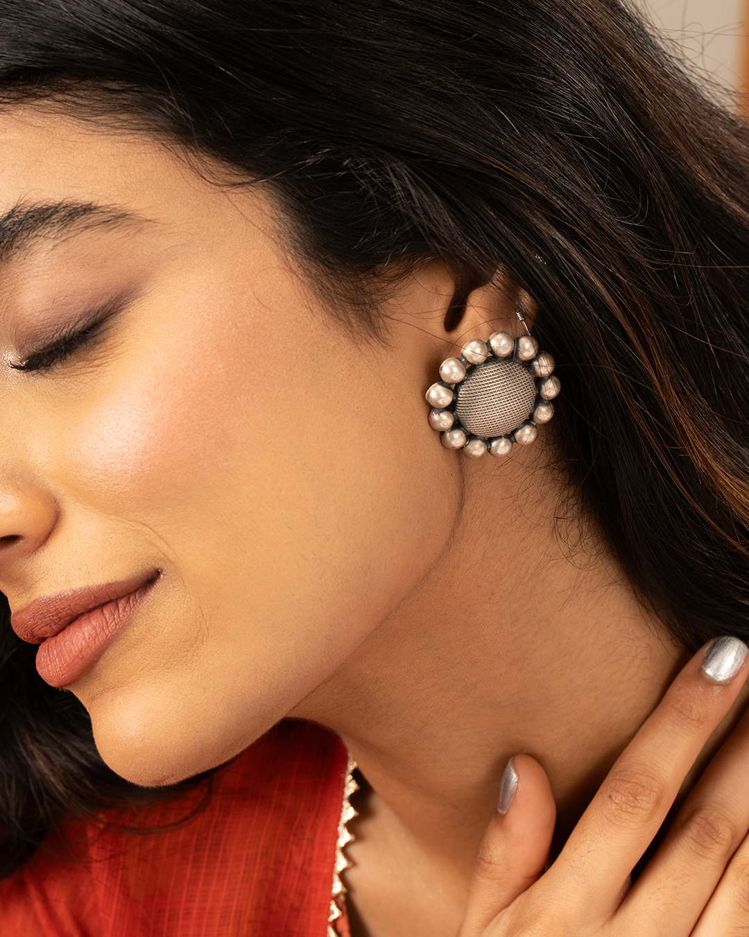 Antique Silver Flower Studs