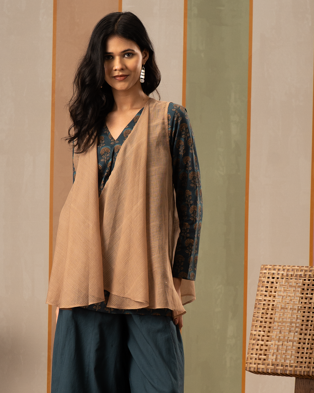 Brown Doria Sleeveless Assymetrical Jacket Shrug