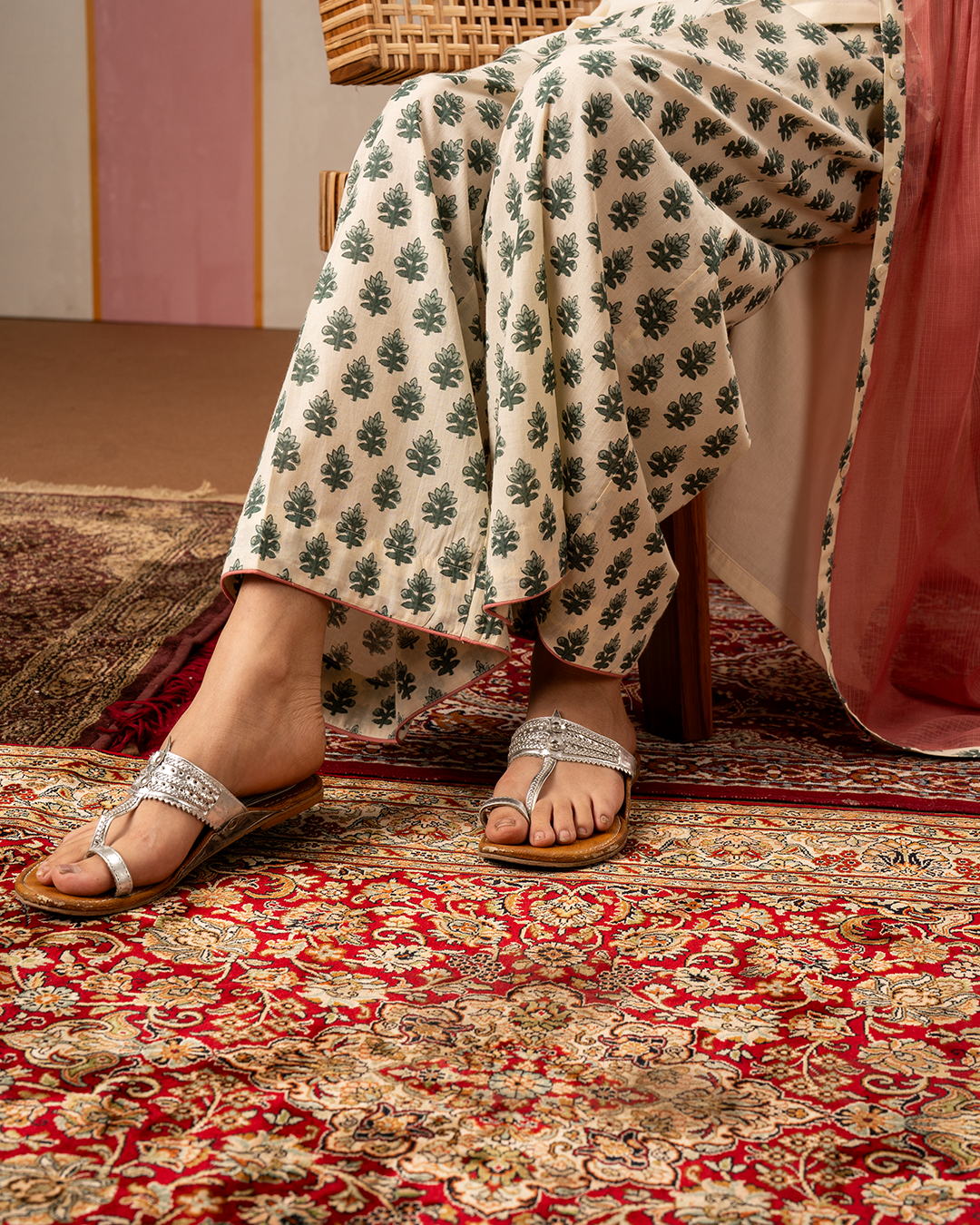 Sea Green Blockprint Cotton Pants