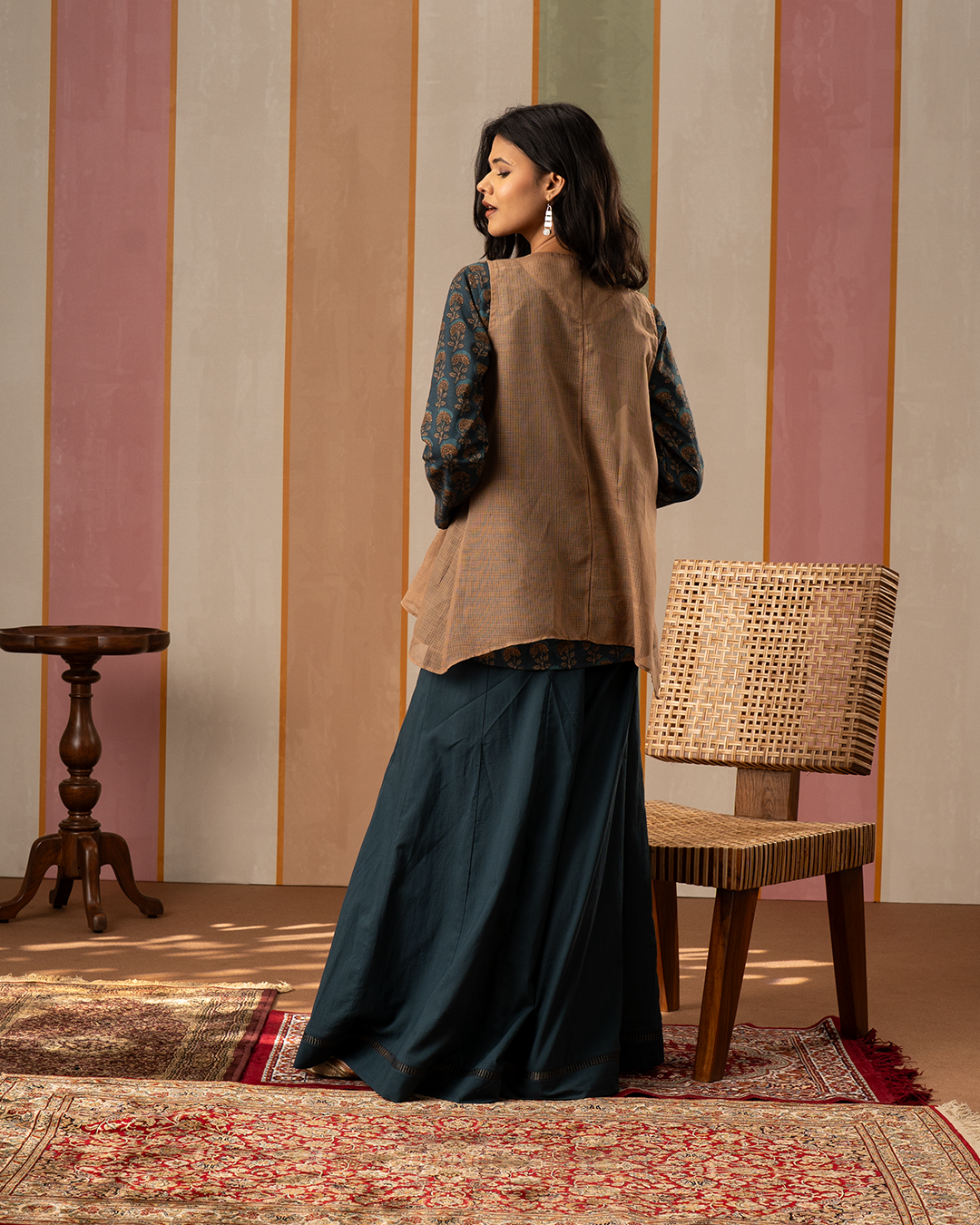 Brown Doria Sleeveless Assymetrical Jacket Shrug