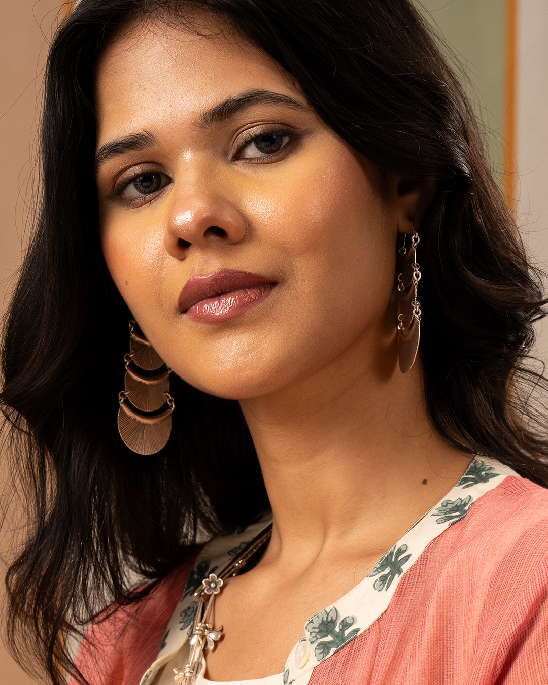 Antique Silver Drop Coral Hoops
