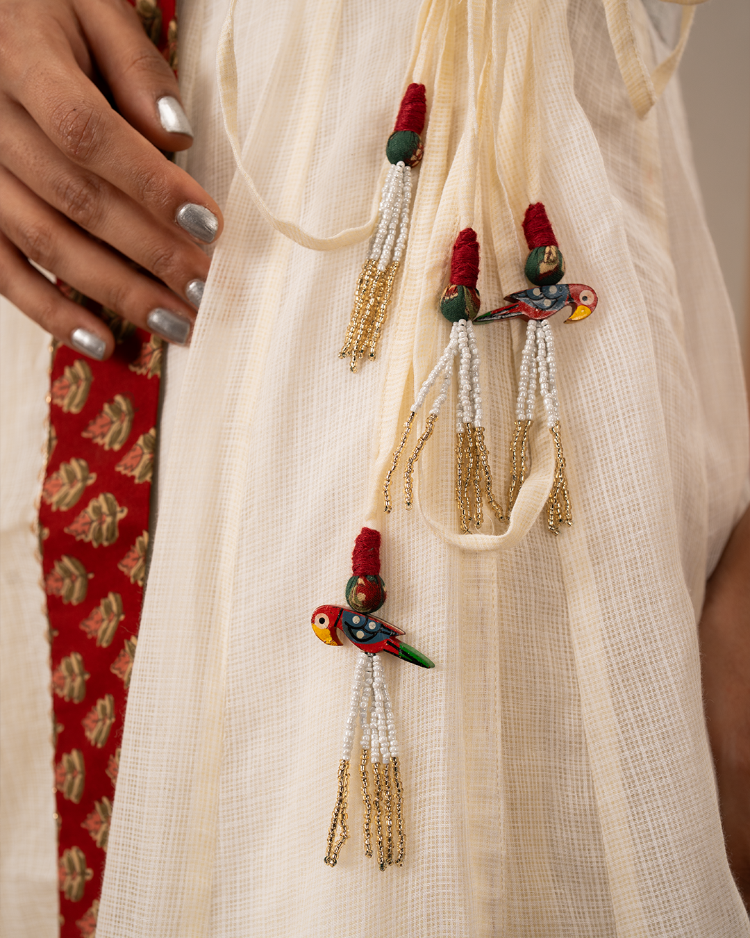 Off White Solid Doria Angrakha Kurta