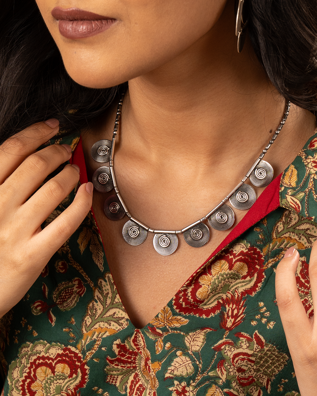 Antique Silver Disk Necklace