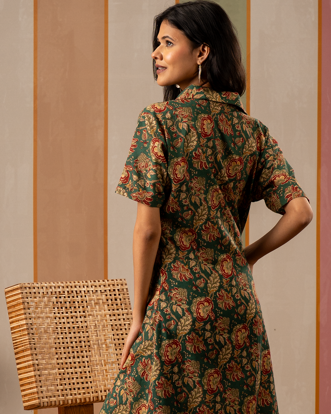 Green Blockprint Cotton Kaftan Kurta