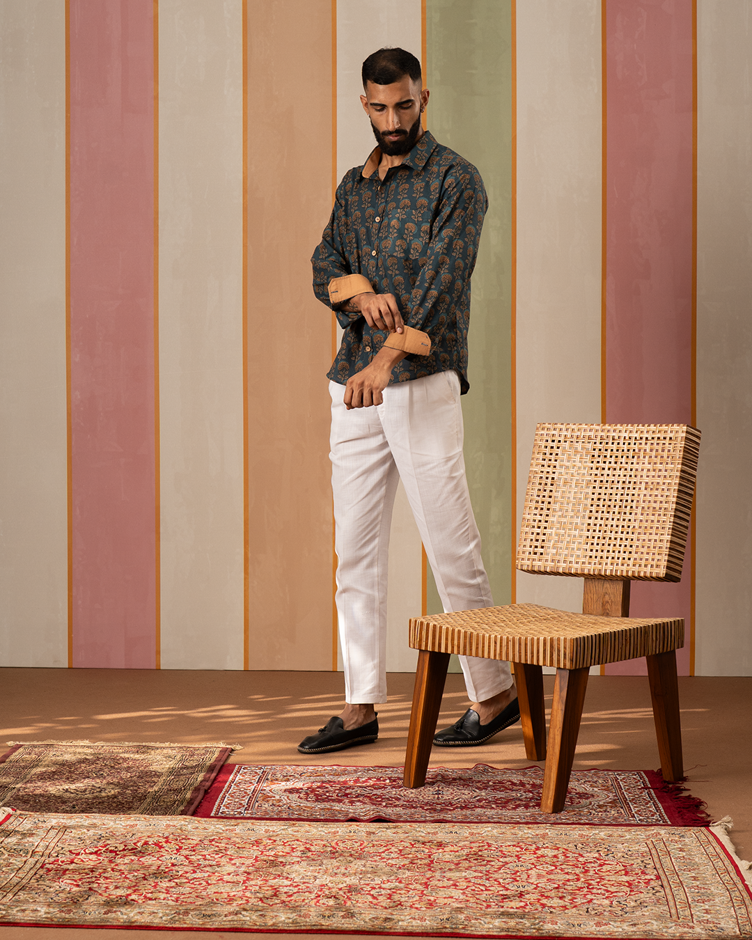 Blue Blockprint Cotton Shirt
