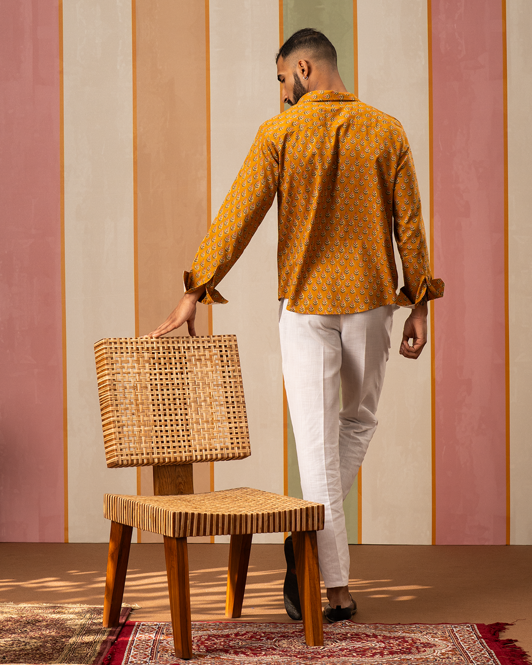Yellow Blockprint Cotton Shirt
