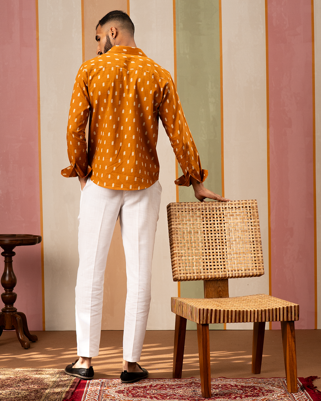 Mustard Ikat Printed Cotton Shirt